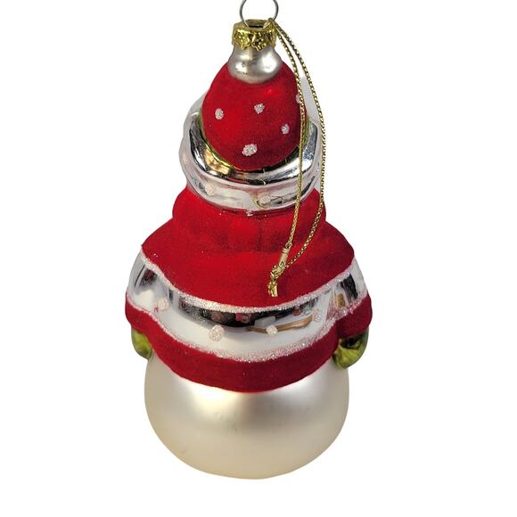 Handcrafted Glass Snowman Ornament Red Hat & Sweater Christmas Decor 5" - Picture 3 of 9